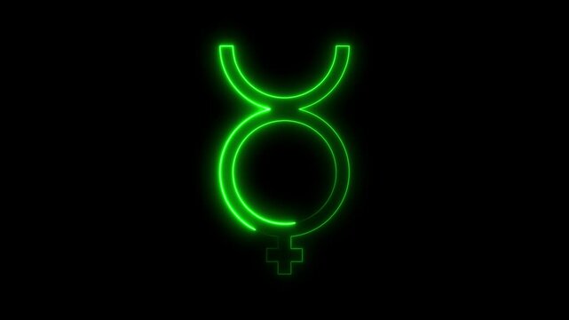 Glowing neon line Gender icon isolated on black background. Symbols GENDER. Sex symbol.