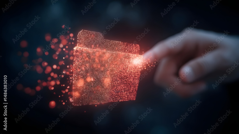 Poster vibrant fiery digital particles and sparks emanating with intense energy creating a dynamic and futu