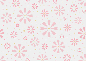 delicate seamless pattern with pink flowers. Simple femenine background reminiscent traditional Japanese floral ornaments for textiles, stationery, wallpaper, packaging
