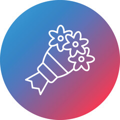 Flower Bouquet Line Gradient Circle Background Icon