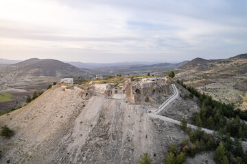 Ravanda ruins on a hilltop at sunset, Kilis, Turkey