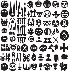 Obraz premium Black and White Abstract Vector Icons: Modern Graphic Design Elements