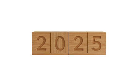 Wooden blocks display year 2025