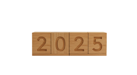 Wooden blocks display year 2025