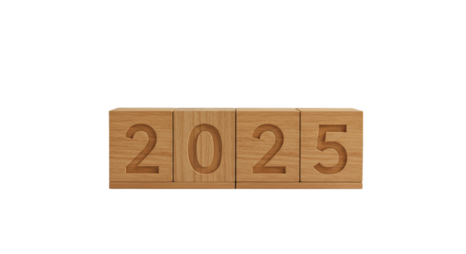 Wooden blocks display year 2025