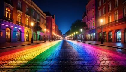 Bunte Pride-Spotlights auf leerem Platz
