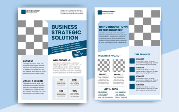 Double side corporate flyer template design in A4 editable layout for business cover and company brochure, newest trendy creative multipurpose minimal official business advertising flyer