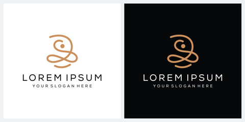 meditation yoga spiritual logo design, line art graphic vector