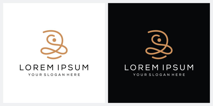 meditation yoga spiritual logo design, line art graphic vector