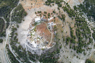 Ravanda ruins on a hilltop at sunset, Kilis, Turkey