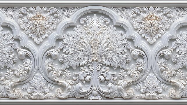 Fototapeta Luxury ornamental white floral textured background high resolution wallpaper