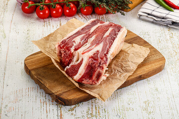 Raw beef ribs for cooking