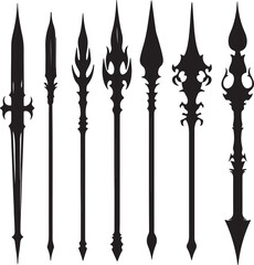 Silhouette Spearheads: Fantasy Weapon Designs, Detailed Black Art