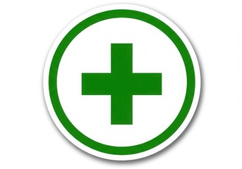 Obraz premium Green plus sign isolated on white background