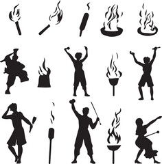 Torch Silhouettes: Olympic Games, Fire, Flame, Silhouette Style