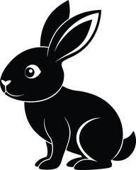 Baby bunny silhouette, Line art design of an adorable cartoon baby bunny with long floppy ears