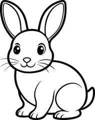 Baby bunny silhouette, Line art design of an adorable cartoon baby bunny with long floppy ears