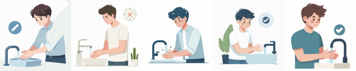 vector man washing hands
