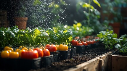Serene garden with healthy vegetables high resolution images