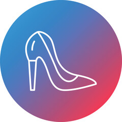 High Heels Line Gradient Circle Background Icon