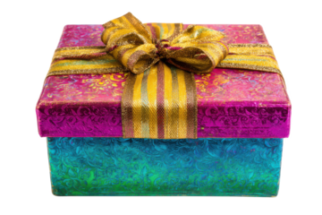 Vibrant Gift Box with Gold Ribbon Perfect for Holidays or Special Occasions