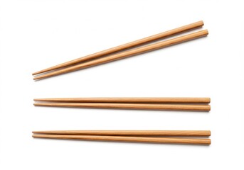 Arrangement of Wooden Chopsticks on White Background