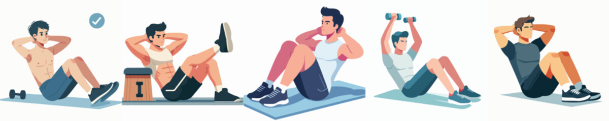 man vector doing sit ups