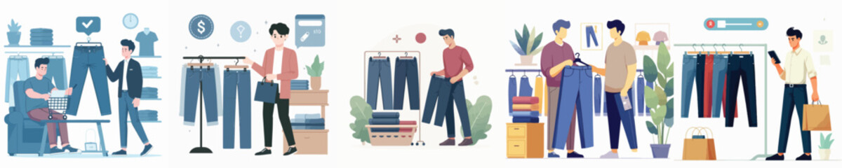 vector of man buying clothes