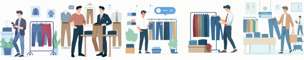 vector of man buying clothes