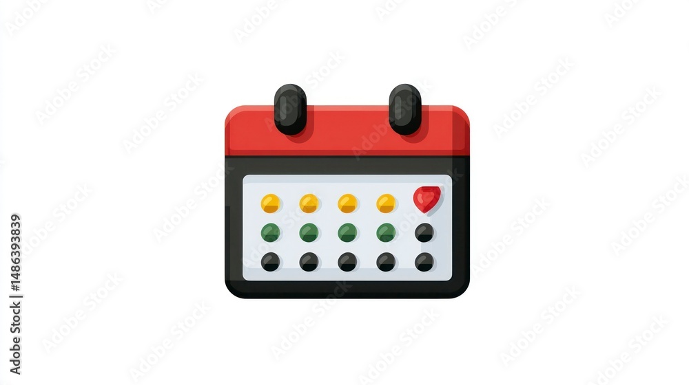 Poster colorful calendar icon with event markers for planning and scheduling