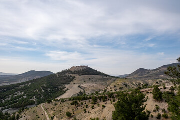Ravanda ruins on a hilltop at sunset, Kilis, Turkey