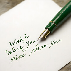 Fototapeta premium A green pen is on a piece of paper with the words 