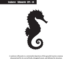 Black Seahorse Silhouette | Marine Life Vector Illustration