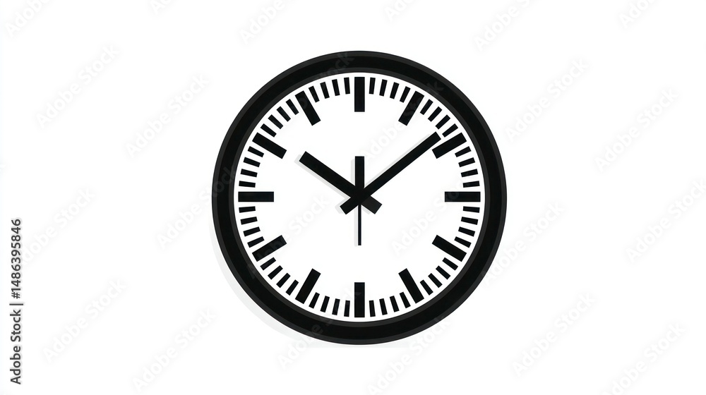 Poster minimalist black and white clock face design for time management scheduling and punctuality c