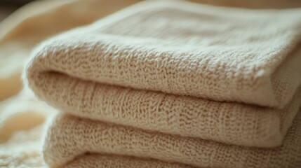 Soft beige towels close up texture photography