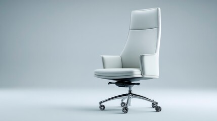 Modern White Office Chair with High Back and Wheels for Professional Settings