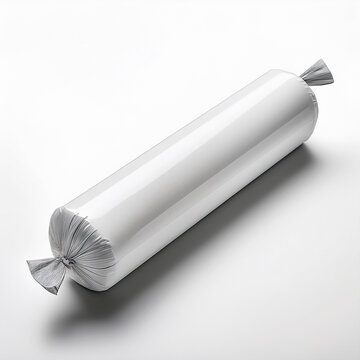 Mockup embalagem cil&iacute;ndrica, salame, alimento. Arte para branding, moodboard, logomarca, marca, logotipo. Isolada em fundo branco