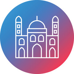 Mosque Line Gradient Circle Background Icon