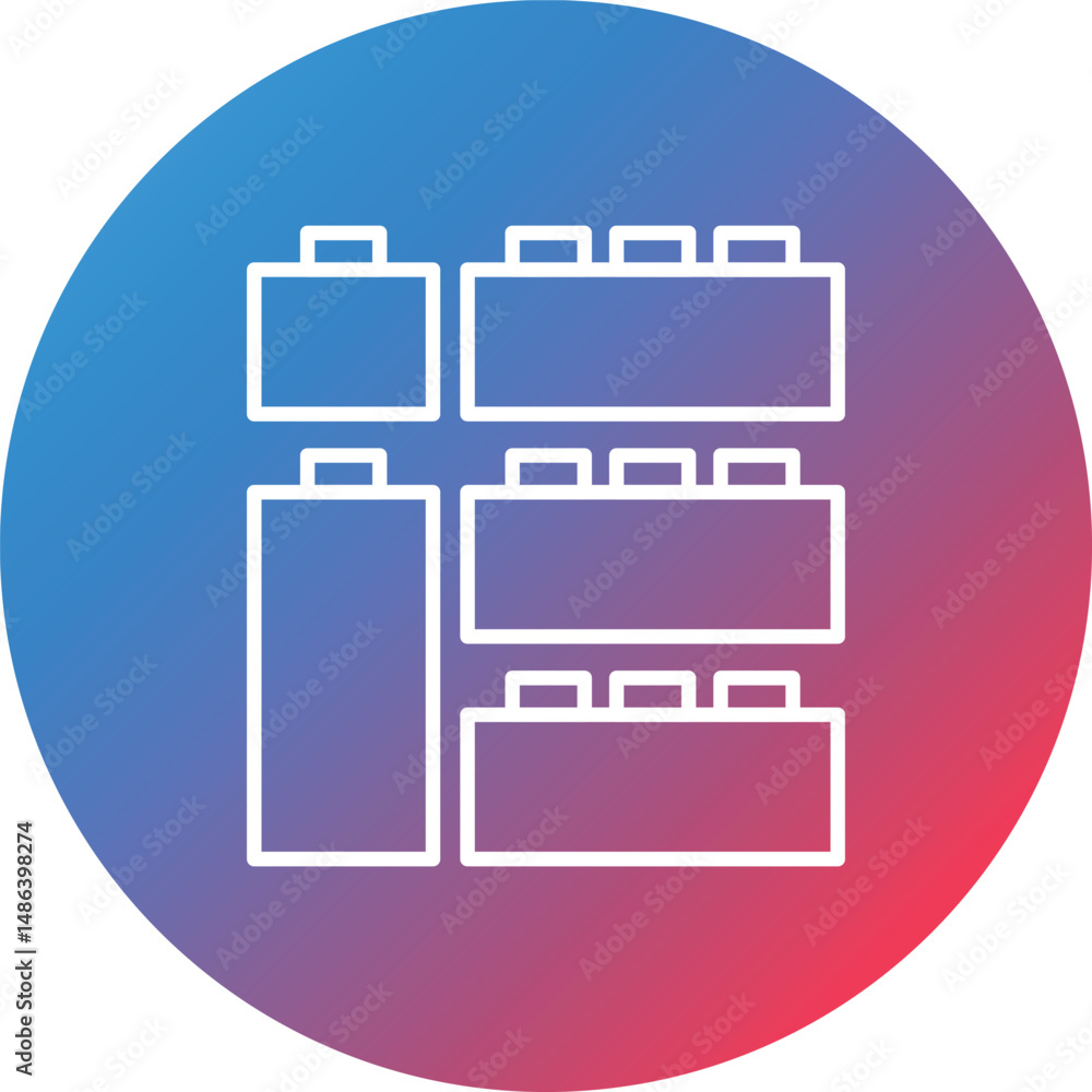 Poster blocks line gradient circle background icon
