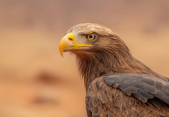 Obraz premium Majestic Close-Up of a Golden Eagle with Striking Features Against a Soft Blurred Background