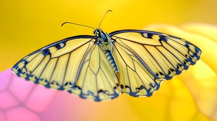 Stunning Yellow Butterfly Wings Close Up Macro