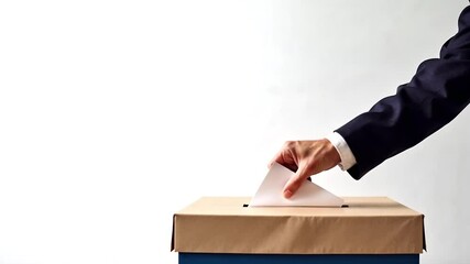 Hand Casting Vote Into Ballot Box for Election Concept