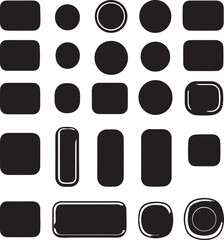 Black and White Vector Shapes: Circles, Rectangles, Buttons Design