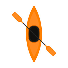 Kayak with paddle icon. Colored silhouette. Top view. Vector simple flat graphic illustration. Isolated object on white background. Isolate.