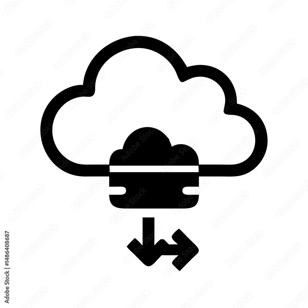 Poster cloud computing data download icon vector illustration cloud storage and data transfer concept desig