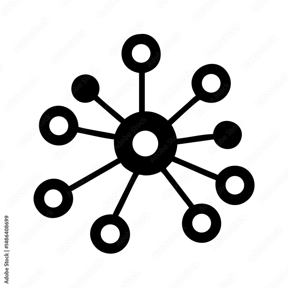 Poster network connection hub node data communication system technology internet connectivity diagram vecto