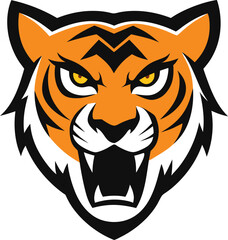 fierce tiger head mascot logo with vector art.