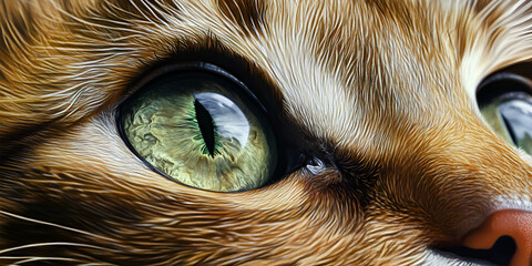 Captivating Green-Eyed Cat Close-Up: A Stunning Portrait of Feline Beauty, Close-Up of a Majestic Cat with Vibrant Green Eyes