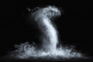 Fototapeta premium Powerful tornado isolated against black backdrop capturing the force of nature and turbulent winds, A huge tornado scene, tornado isolated on black background with alpha matte