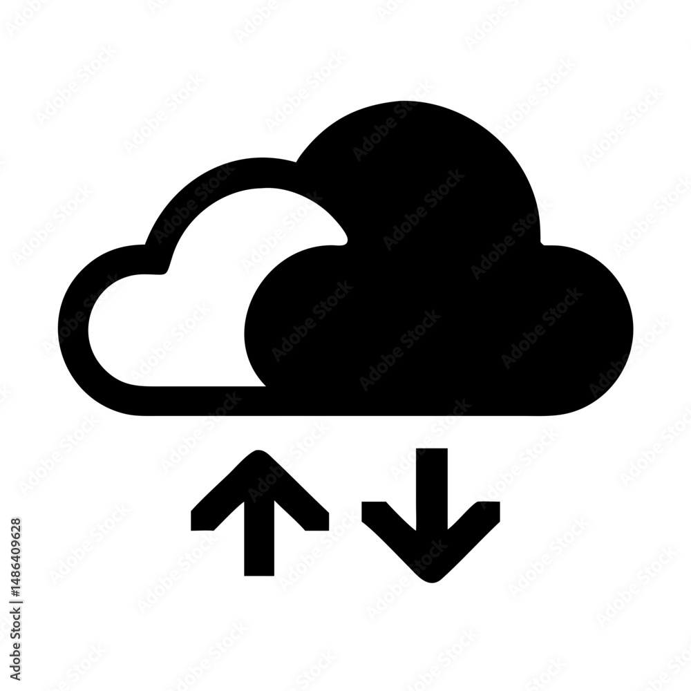Poster Cloud computing data transfer upload download synchronization backup storage network service icon vector